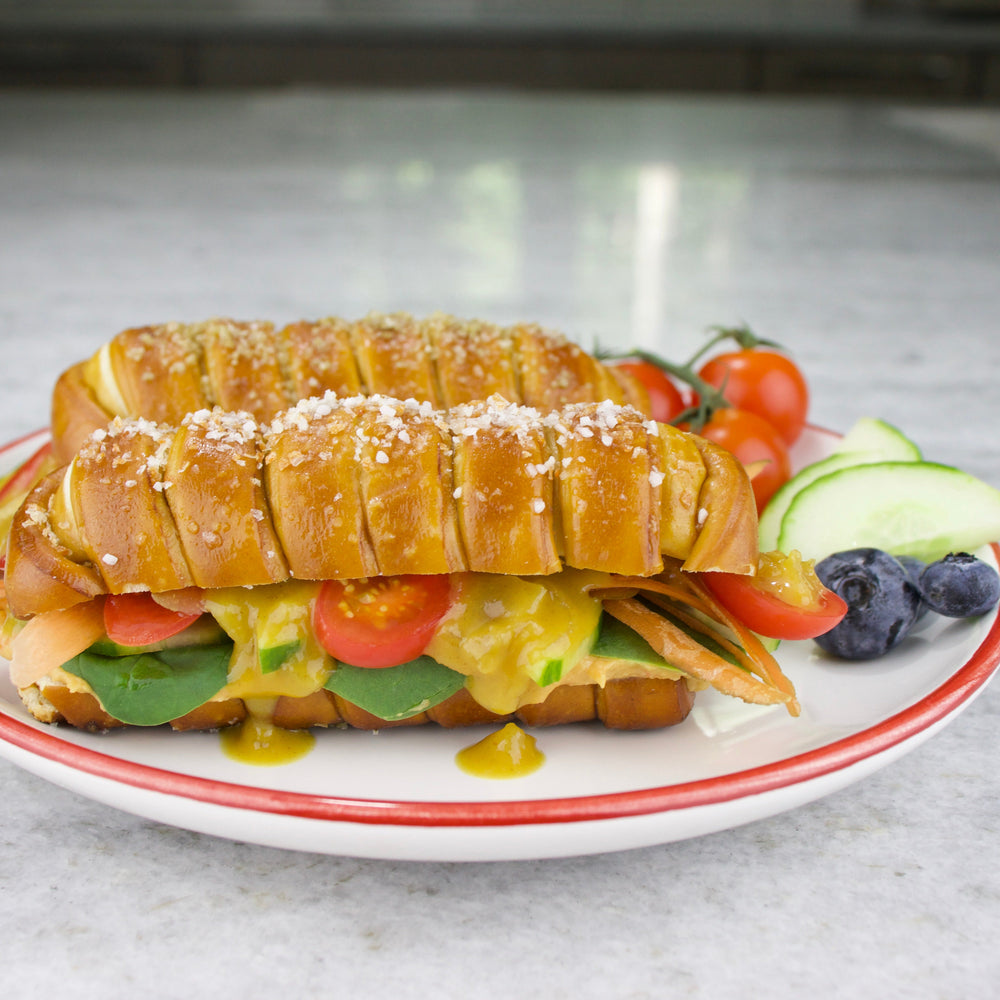 Hummus & Veggie Pretzel Sandwich