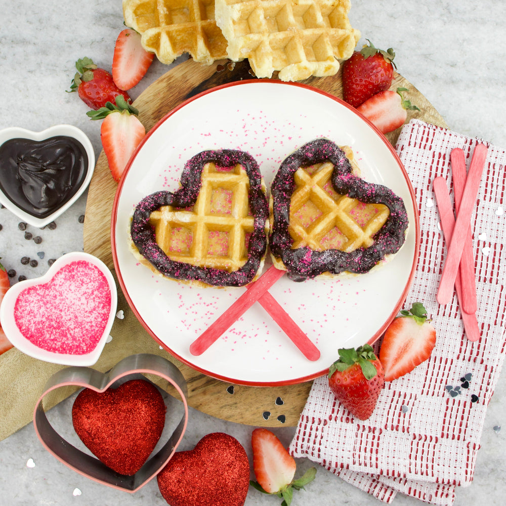 Heart-Shaped Liège Belgian Waffle Pops