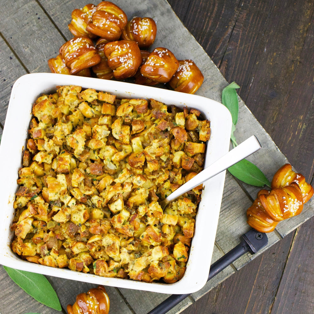 One-Timer Soft Pretzel Bite and Sausage Stuffing