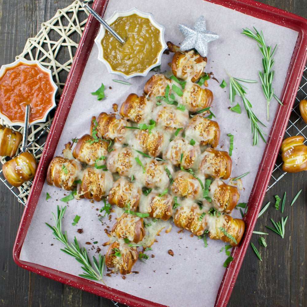 Cheesy Christmas Tree Pretzel Bites