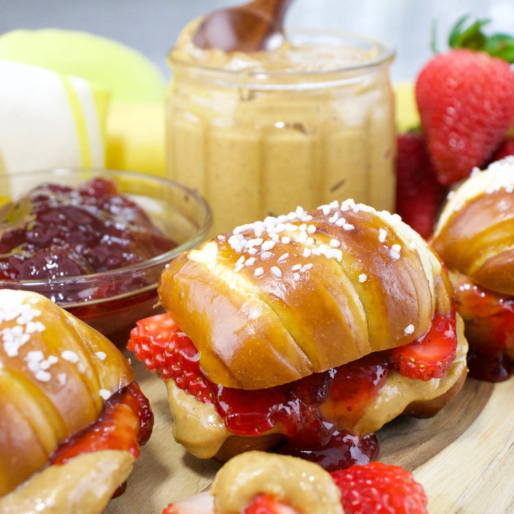 Peanut Butter & Jelly Pretzel Bun Sliders