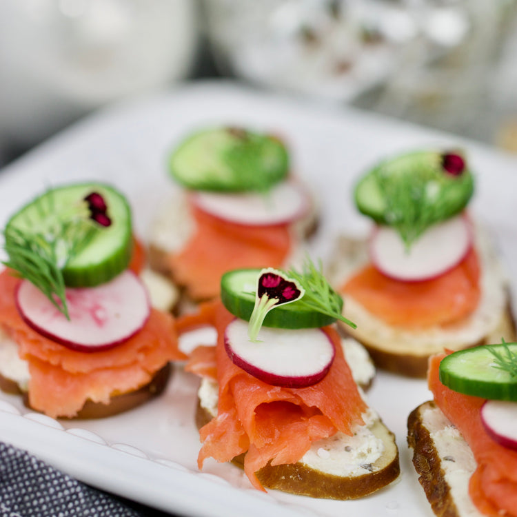 Smoked Salmon and Herb Cheese Pretzel-Crostini